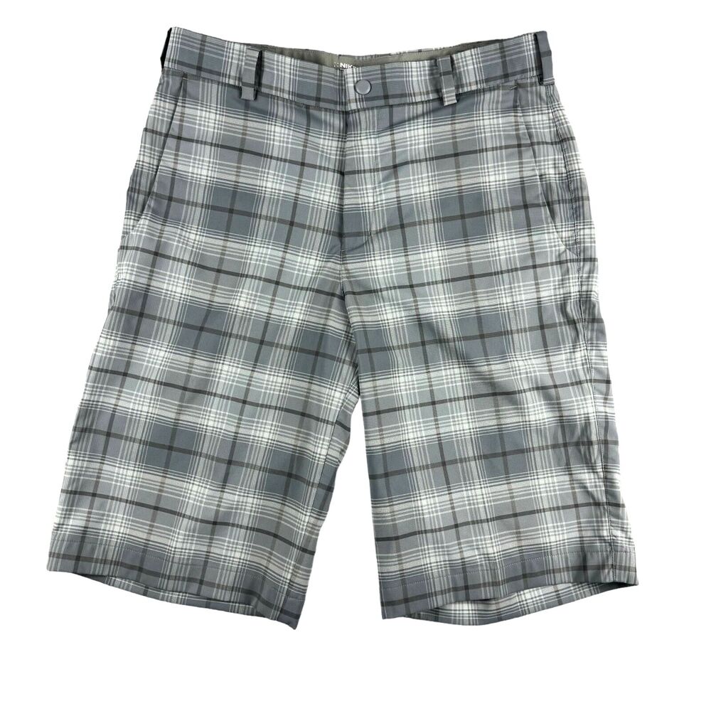 Nike Golf Shorts Mens 30 Gray Plaid Tour Performance Dri-Fit Chino Preppy Sports